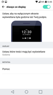 Pasek skrótów, menu Ustawienia, Always-on display Pasek skrótów, menu Ustawienia, Always-on display
