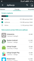 Aplikacje: zużycie pamięci i menu