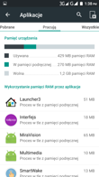 Aplikacje: zużycie pamięci i menu