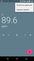 Interfejs aplikacji Radio FM