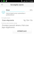 Czasy pracy z włączonym ekranem i menadżer ładowania