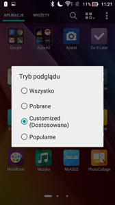 Preinstalowane aplikacje i opcje menu