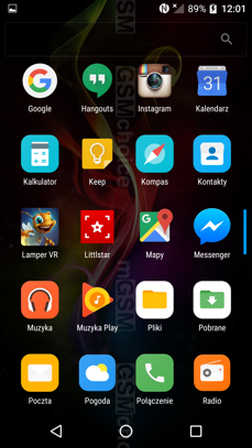 Zestaw preinstalowanych aplikacji