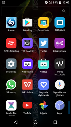 Zestaw preinstalowanych aplikacji