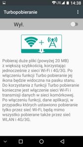 Turbo pobieranie, opcje DualSIM, dialer, kontakty