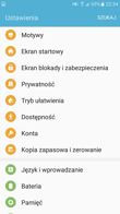 Menu ustawień