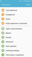 Menu ustawień