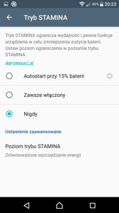 Tryby oszczędzania energii i baterii