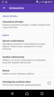 Aplikacja Muzyka:menu, przegląd muzyki, odtwarzanie piosenek, informacje o utworze, ustawienia odtwarzacza