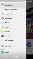 Aplikacja Muzyka:menu, przegląd muzyki, odtwarzanie piosenek, informacje o utworze, ustawienia odtwarzacza