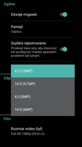 Menu aparatu głównego: tryb automatyczny i manualny, ustawienia
