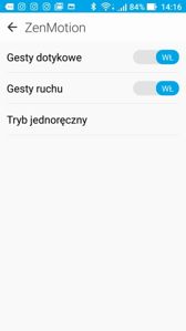 Ustawienia, ZenMotion, biometria
