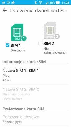 Aplikacja telefonu, DualSIM
