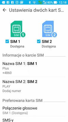 Aplikacja telefonu, DualSIM