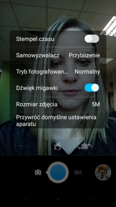 Ustawienia przy wykorzystaniu aparatu frontowego
