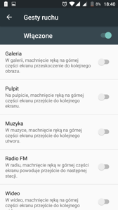 Ustawienia gestów