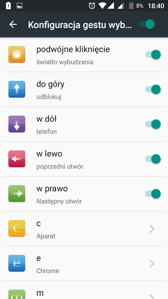 Ustawienia gestów