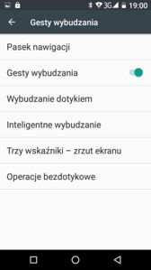 Ustawienia, gesty Ustawienia, gesty