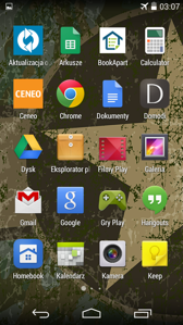 Menu aplikacji - stan po pierwszym uruchomieniu smartfonu Menu aplikacji - stan po pierwszym uruchomieniu smartfonu