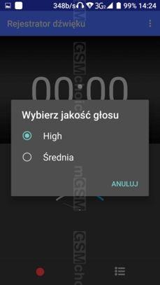 Aplikacje fabryczne: Galeria, Muzyka, Radio, Dyktafon