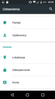 Menu ustawień