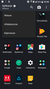 Menu aplikacji