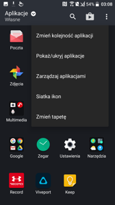 Menu aplikacji