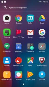 Interfejs Android z menu aplikacji | Interfejs VibeUI |Ekran blokady, edytowalny pasek skrótów i informacje o telefonie