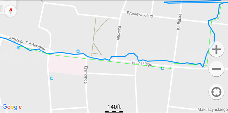 Brak precyzji nawigacji w aplikacji GeoTracker