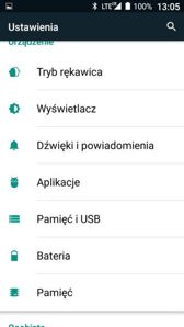 Menu ustawień Hammera AXE M LTE
