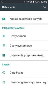 Menu ustawień Hammera AXE M LTE