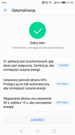 Zarządzanie baterią i optymalizacja w aplikacji Menadżer telefonu.Czas pracy z włączonym ekranem i wynik z PC Mark