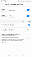 Dialer, ustawienia kart SIM i panel połączenia głosowego