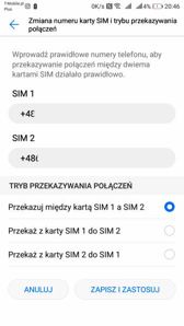 Ustawienia DualSIM, dialer, klawiatura tekstowa
