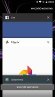 Pamięć, ostatnie aplikacje, sekcja ustawień, menedżer plików, apka myPhone