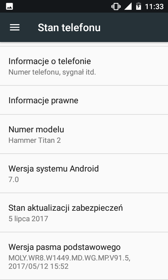 Menu aplikacji | Ustawienia | Informacje o telefonie