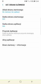 Ekran blokady, opcje pulpitu i zasobnika, karty Bixby