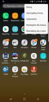 Ekran blokady, opcje pulpitu i zasobnika, karty Bixby