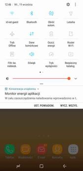 Powiadomienia, skróty, ustawienia, konserwacja, opcje paska nawigacji