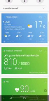 Ekran blokady, opcje pulpitu i zasobnika, karty Bixby