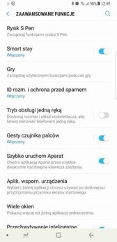 Powiadomienia, skróty, ustawienia, konserwacja, opcje paska nawigacji