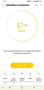 Powiadomienia, skróty, ustawienia, konserwacja, opcje paska nawigacji