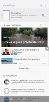 Ekran blokady, opcje pulpitu i zasobnika, karty Bixby