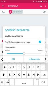 Opcje i interfejs SMS oraz telefonu