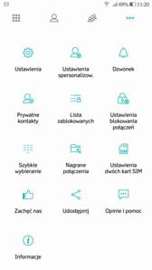 Opcje i interfejs SMS oraz telefonu