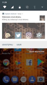 Powiadomienia, skróty, menu aplikacji