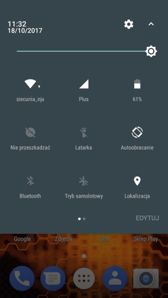 Powiadomienia, skróty, menu aplikacji