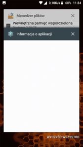 Powiadomienia, skróty, menu aplikacji