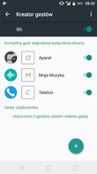 Wybrane funkcje interfejsu: ustawienia diody, przycisków systemowych, Smart Gestures i Smart Action