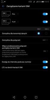 Możliwość wybrania preferowanego typu sieci na obu kartach